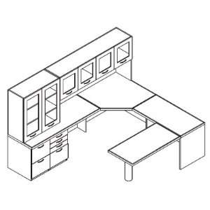  Kimball Definition, U Shape Veneer Corner Office Desk 