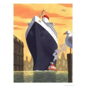    Ship Coming into Dock Giclee Poster Print, 9x12