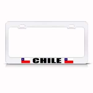 Chile Chilean Flag White Country Metal license plate frame Tag Holder