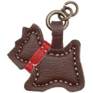  Scottie Dog Leather Like Zipper Charm Dark Brown Arts 