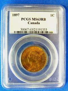 1897 Canada Large Cent. PCGS MS63 RB. red brown. Queen Victoria  