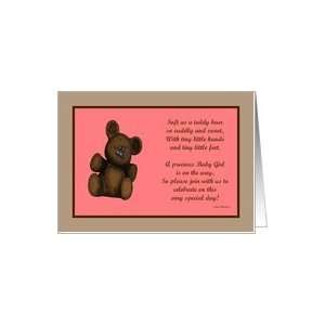  Baby Shower invitation teddy bear poem Card Health 