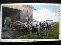RIDLONVILLE, MAINE~1900s FARMING~HAY LOAD~HORSES  