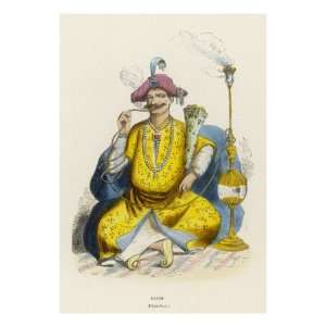  Indian Rajah Sitting Cross  Legged, Smoking a Hookah 