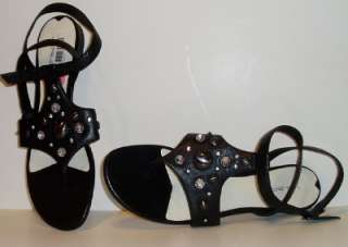 VIA SPIGA SHOES SANDALS SZ  9M BLACK RHINESTONE / BEADS  