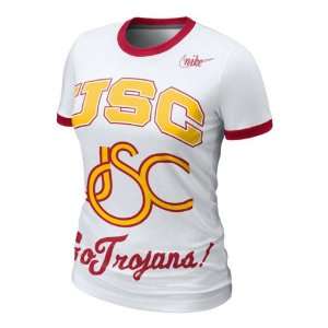 USC Trojans Womens Nike Vault White Ringer T Shirt 