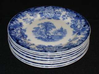 English Allerton Kenilworth Flow Blue Salad Plates  