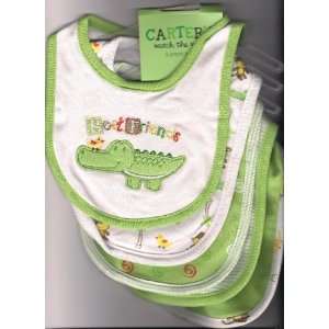  Carters Boys 5 Pack Cotton Bib Set Alligator Green Baby