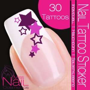  Nail Art Tattoo Sticker Star / Stars   berry / lilac 
