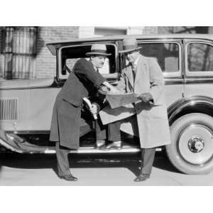  Two Men, Each Standing With Foot Propped on Running Board 
