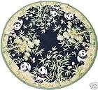   x6 Round Animals Floral Bamboo Panda Wool Needlepoint Black Area Rug