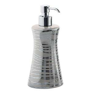  Gedy 3981 73 Grey and Silver Ceramic Round Soap Dispenser 