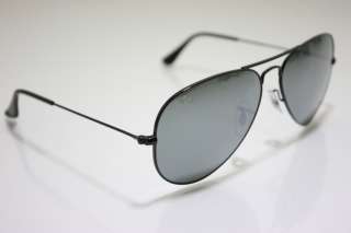   3025 002/40 Black Mirror Aviator Sunglasses 58mm New Authentic  