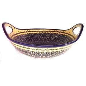  Stoneware 12Serving Bowl with Handles, Hand made Polish Pottery 