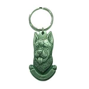  Pewter Boxer Dog Key Chain Ring Made in the USA Kitchen 