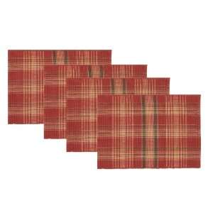  April Cornell Ribbed Placemat, Tableau Plaid Red, Set of 4 