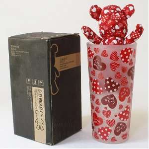  SYNC   [Heart Red] Stuffed Bear Glass Cup (6.3 inch height 