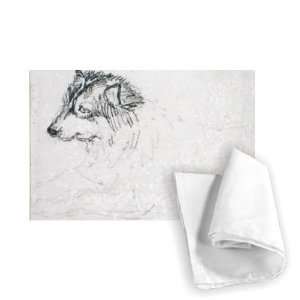  Arctic dog, facing left (pencil on paper)    Tea Towel 