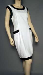 Vtg Mod Retro 60s Black White Color Block Shift Dress  