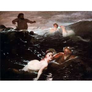   oil paintings   Arnold Bocklin   24 x 18 inches   Le Jeu des vagues