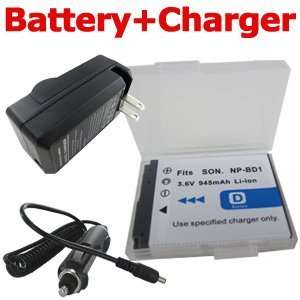 WOWparts Replacement Sony NP BD1 NP FD1 Type D Battery + Chargey for 