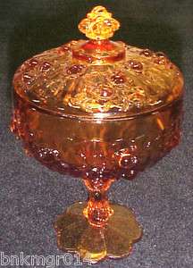 Fenton Rose Amber Compote with Lid  