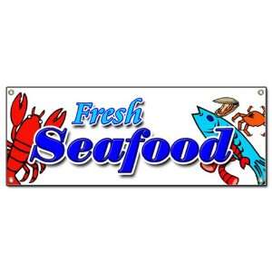  FRESH SEAFOOD BANNER SIGN fish market shrimp new signs 