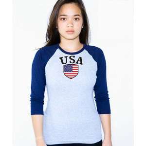 USA Soccer T shirt Flag American Apparel Raglan Girl  