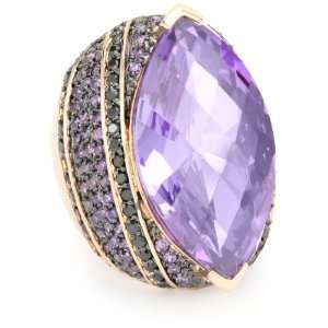  nOir New Novelty Rose Gold and Purple Stone Pave Ring 