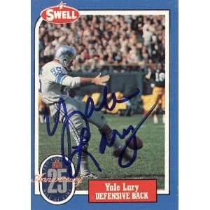  Yale Lary Autographed 1988 Swell Hall of Fame Football 