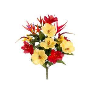  Artificial 21 Yellow Flame Hibiscus/Bird of Paradise Bush 