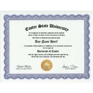  Easter Degree Custom Gag Diploma Doctorate Certificate 