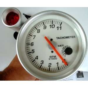  5 Inch Tachometer Shift Light Silver 11k Rpm Tacho Meter 