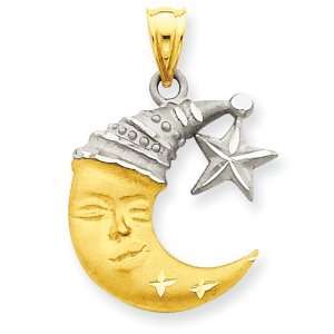    Tone Satin Polished Diamond cut Half Moon with Sleeping Cap Pendant