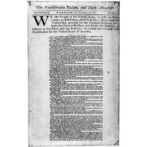  US Constitution,First Printing,Daily Advertiser,1787