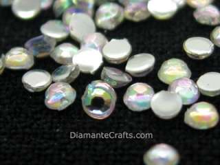 300 x 1mm CLEAR AB flat back DIAMANTE round gems  
