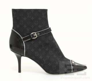 Louis Vuitton Black Monogram Idylle Canvas & Leather Trim Booties Size 