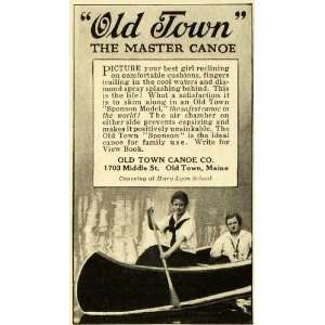  1918 Ad Old Town Master Canoes Sponson Model Maine WWI 