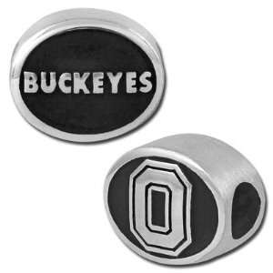  13mm Ohio State Buckeye   Sterling Silver Large Hole Bead 