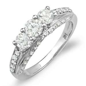  IGI CERTIFIED 14k White Gold Round Diamond Ladies Bridal 