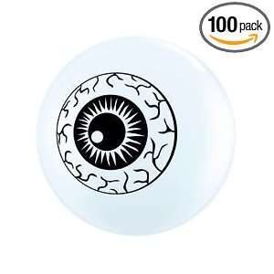  Qualatex Creepy Eyeball 5 Round Balloons, White   Pack of 