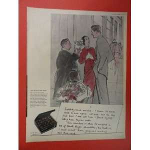 ,black magic chocolates , 50s Print Ad.(woman selling flowers/woman 