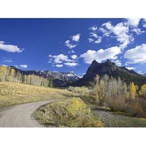 Dirt Mountain Road with Aspens and Cottonwoods in Fall Color, Near 