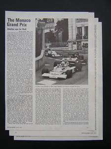 Monaco Grand Prix Review Report 1977   Scheckter Wolf  