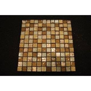 x1 Metal Stone Glass Mosaic Earthtone Brown Tan Gold Copper 12x12 