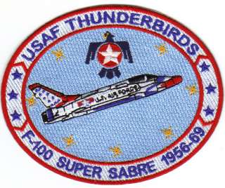 USAF THUNDERBIRDS PATCH, F 100 SUPER SABRE, 1956 69 Y  
