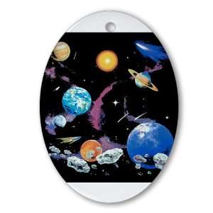   Ornament (Oval) Solar System And Asteroids 