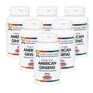 AMERICAN GINSENG   1,000 mg. (6 Pack) Premium Grade. Standardized 