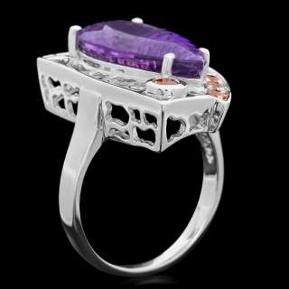 500 RETAIL 925 STERLING SILVER 7.00CT AMETHYST 0.60CT SAPPHIRE RING 