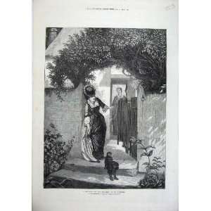  1871 Fine Art Holyoake Young Woman Doorstep Dog Gate